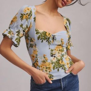 NWOT Reformation Delevan Puff Sleeve Smocked Top 8